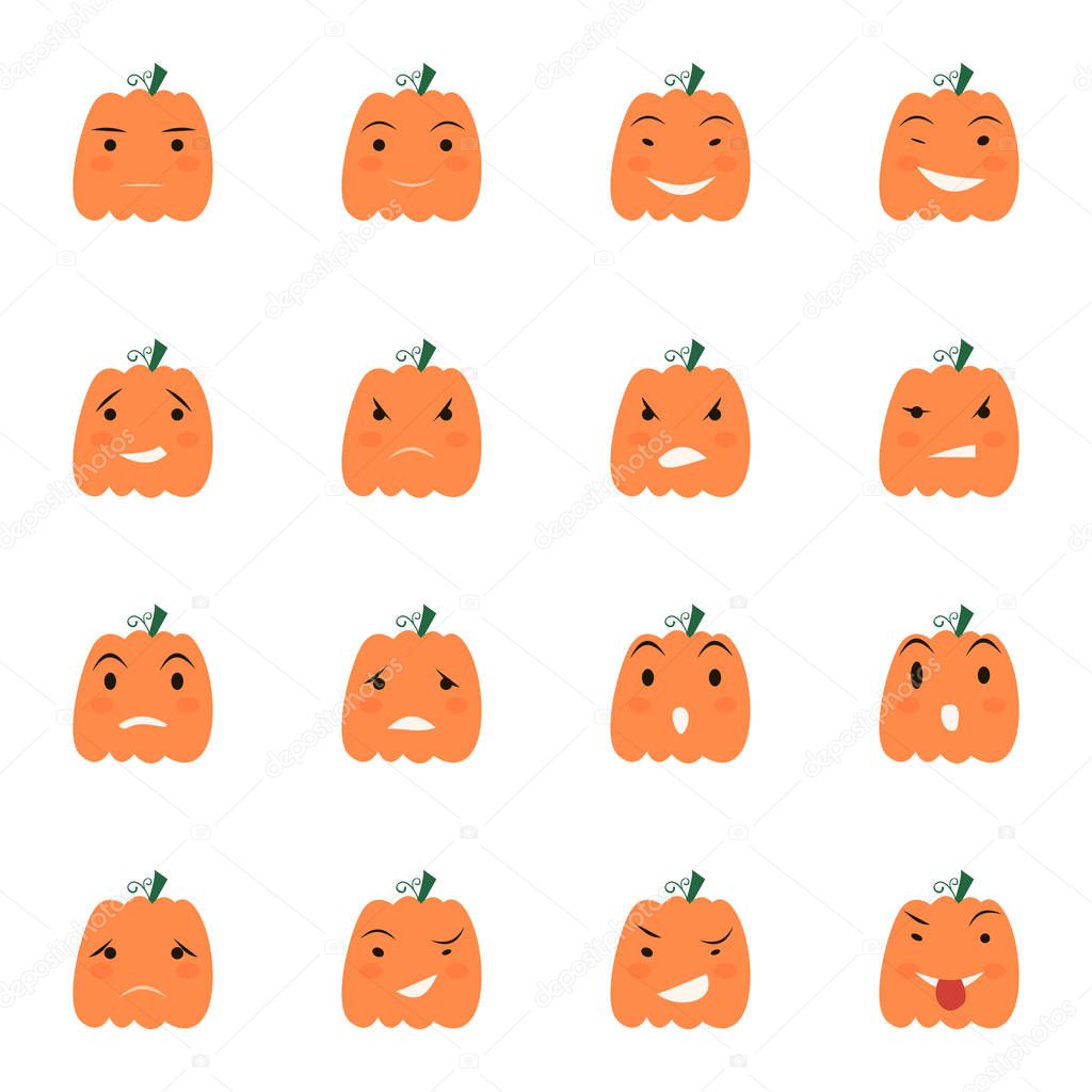 Halloween pumpkin icons set