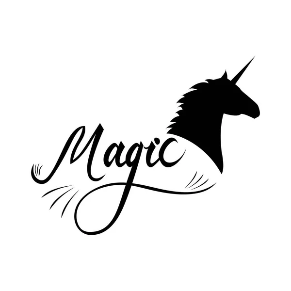 Unicorn head silhouette with text — Stock Vector