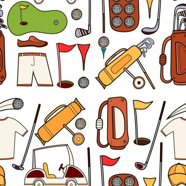 Karikatür tarzı golf renk Icons set.