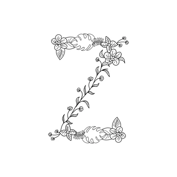 Floral tropical. Lettre Z — Image vectorielle