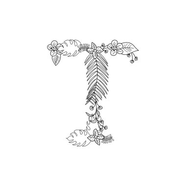 Tropikal çiçek. T harfi