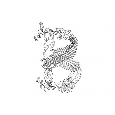 Tropikal çiçek. B harfi