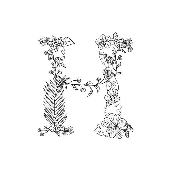 Tropikal çiçek. H harfi — Stok Vektör