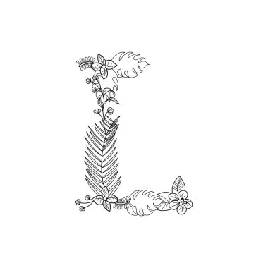 Tropikal çiçek. L harfi