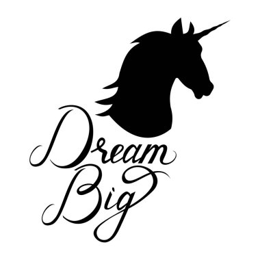 unicorn head silhouette with text clipart