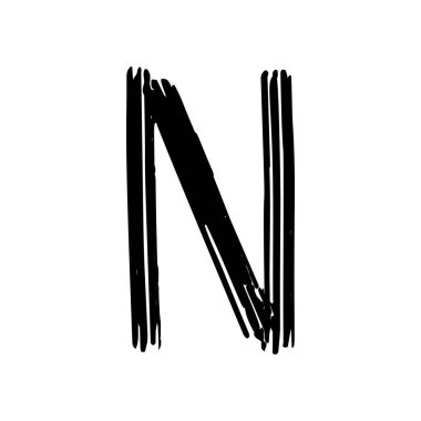 Büyük harf N fırça ile boyalı