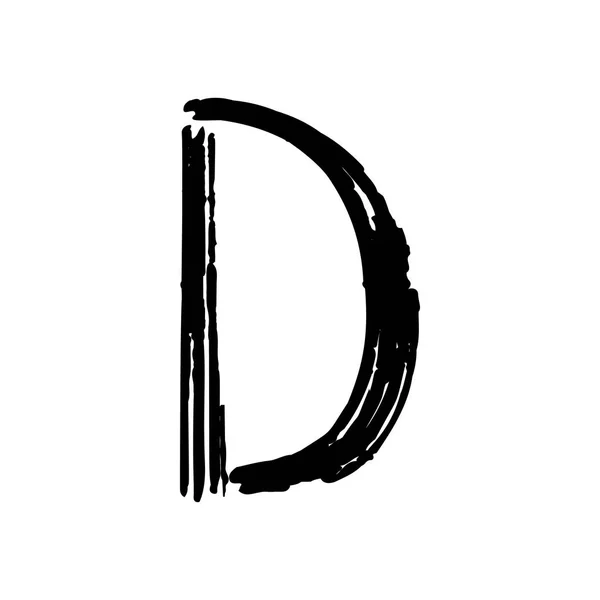 Заглавная буква D, написанная кистью — стоковый вектор