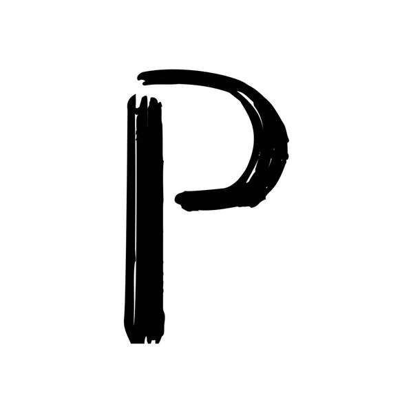 Столична літера P розмальована пензлем — стоковий вектор