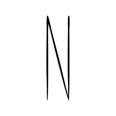 Büyük harf N fırça ile boyalı