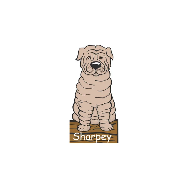 Sharpey icono del perro de dibujos animados — Vector de stock