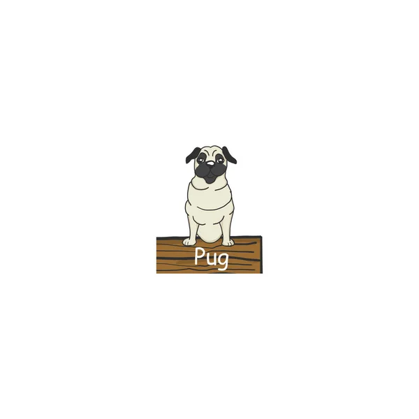 Pug desenho animado ícone do cão — Vetor de Stock