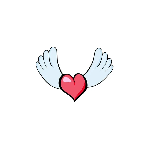 Corazón con alas icono — Vector de stock