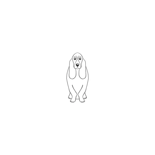 Basset Hound ícone do cão dos desenhos animados — Vetor de Stock