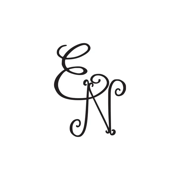 Monogramme manuscrit Icône EN — Image vectorielle