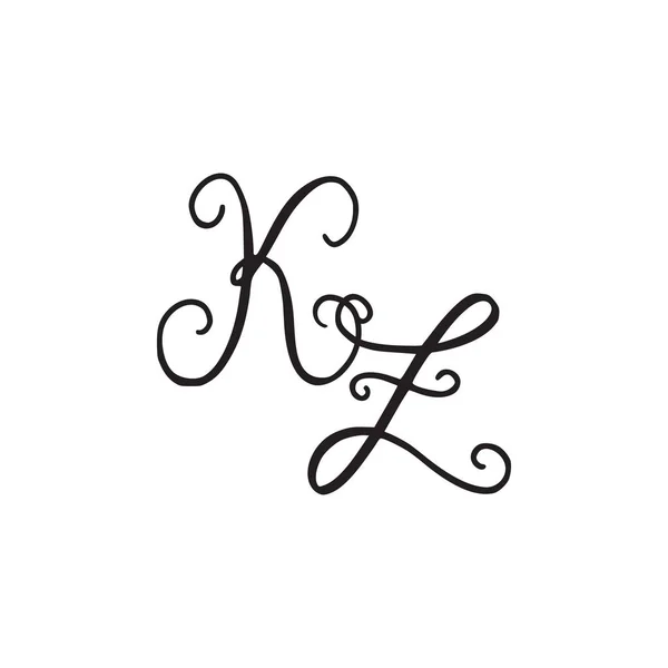 Handskrivna monogram Kz-ikonen — Stock vektor