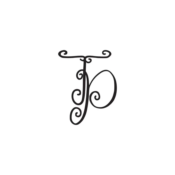 Handskrivna monogram Tp-ikonen — Stock vektor