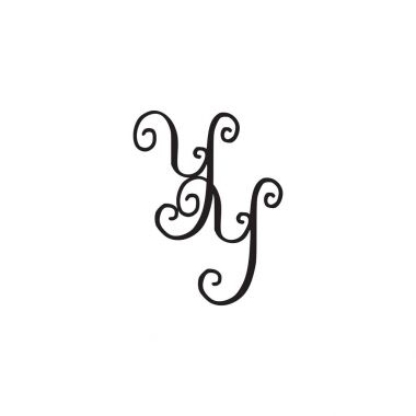 El yazısı monogram Yy simgesi