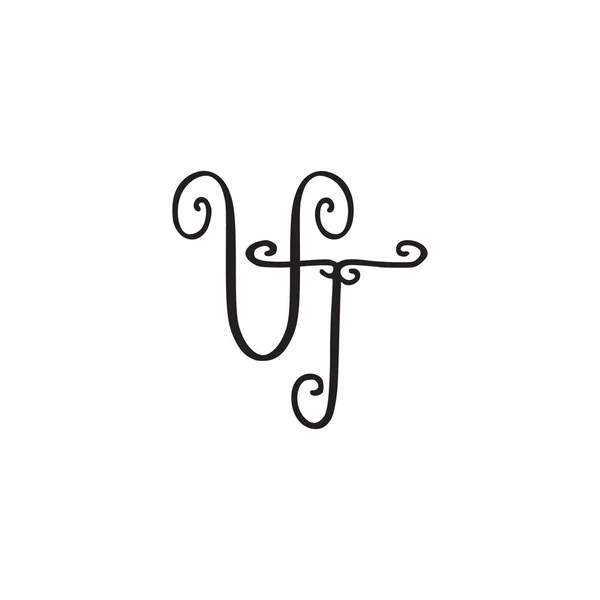 Handwritten monogram VT icon — Stock Vector