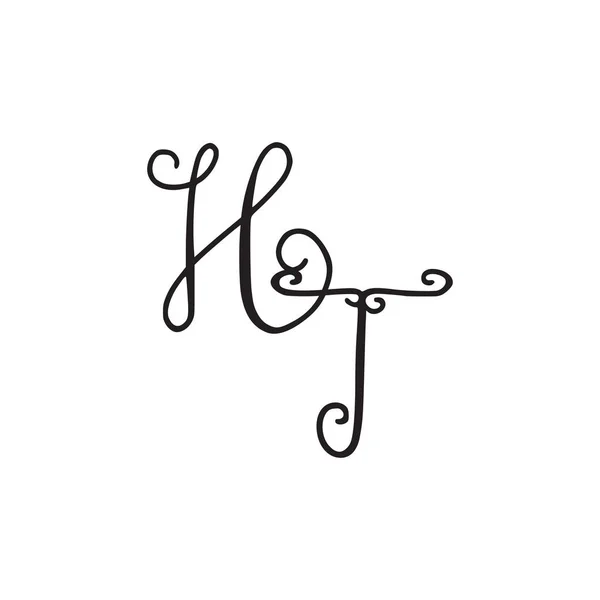 Monogramma scritto a mano icona HT — Vettoriale Stock