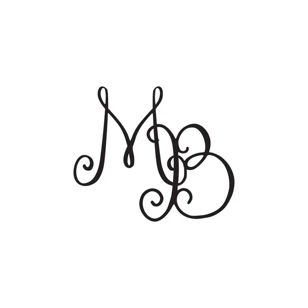 Handskrivna monogram Mb-ikonen — Stock vektor