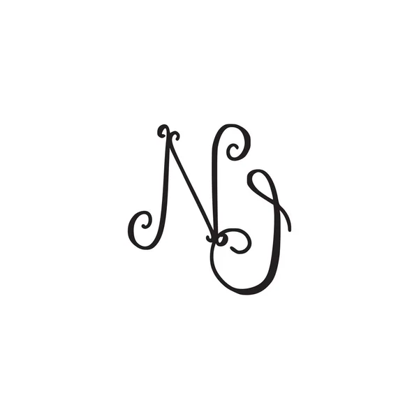 Handschriftliches Monogramm ni-Symbol — Stockvektor