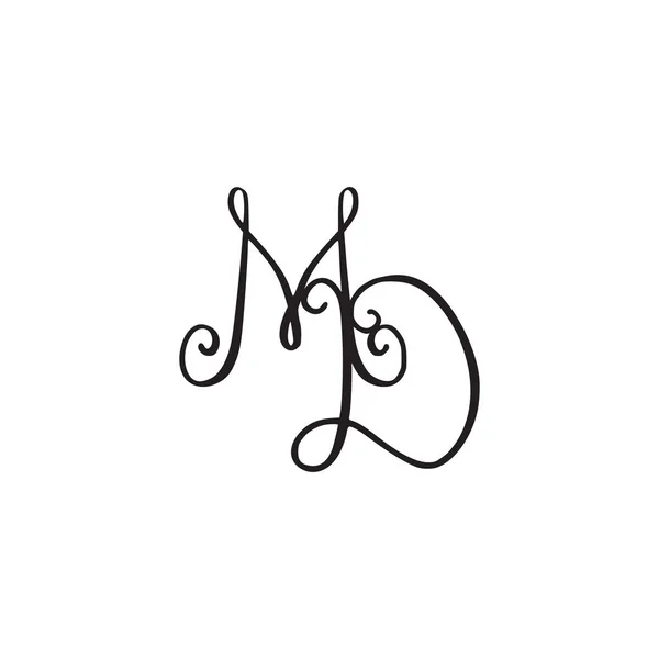Handskrivna monogram Md-ikonen — Stock vektor