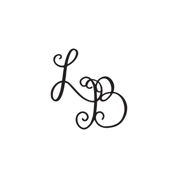 Handwritten monogram LB icon — Stock Vector