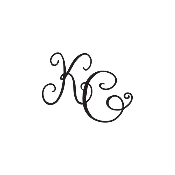 Handwritten monogram KC icon — Stock Vector