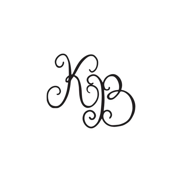 Monogramme manuscrit icône KB — Image vectorielle