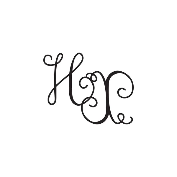 Handgeschreven monogram Hx pictogram — Stockvector
