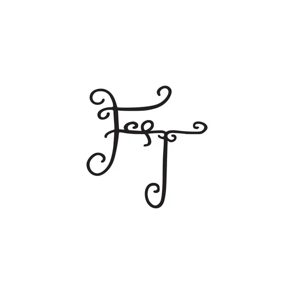 Handwritten monogram FT icon — Stock Vector