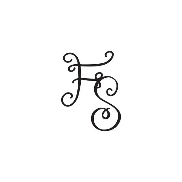 Handwritten monogram FS icon — Stock Vector