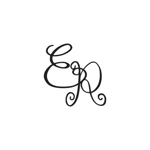 Monograma manuscrito ER icono — Vector de stock