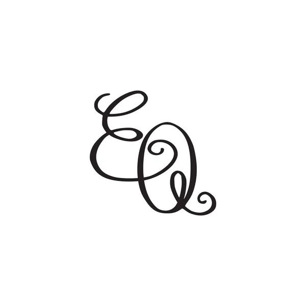 Monogramme manuscrit icône EQ — Image vectorielle