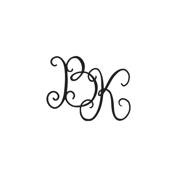 Monogramme manuscrit icône BK — Image vectorielle