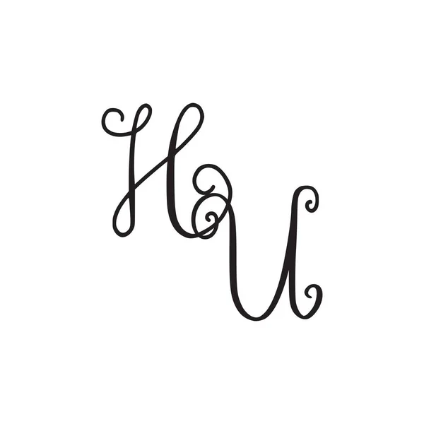 Handschriftliches Monogramm hu-Symbol — Stockvektor