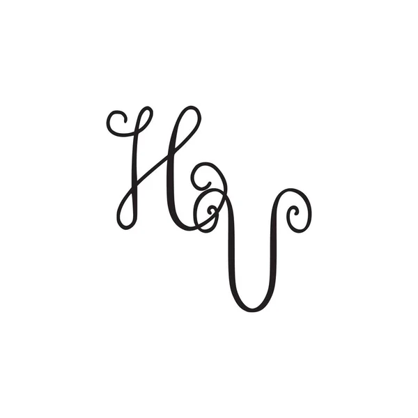 Handschriftliches Monogramm hv-Symbol — Stockvektor