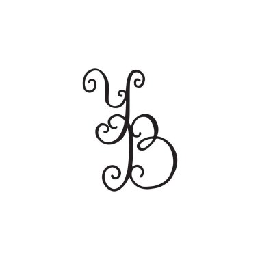 El yazısı monogram Yb simgesi