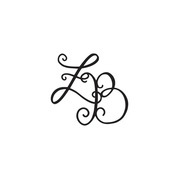 Handgeschreven monogram Zb pictogram — Stockvector