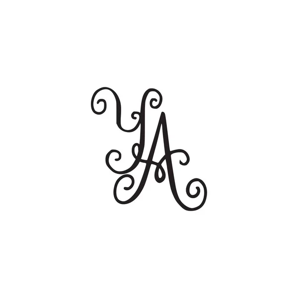 Handwritten monogram YA icon — Stock Vector