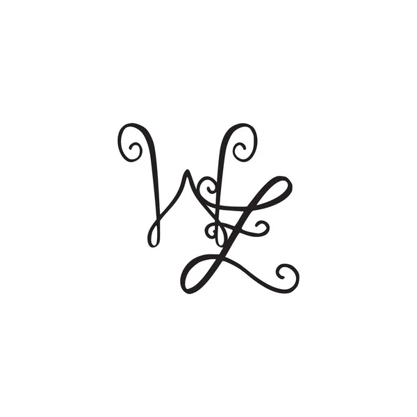 Monogramme manuscrit icône WZ — Image vectorielle