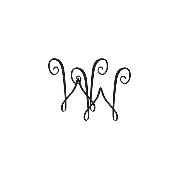 El yazısı monogram Ww simgesi — Stok Vektör