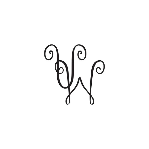 Handschriftliches Monogramm vw-Symbol — Stockvektor