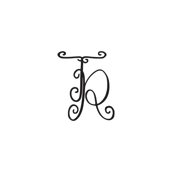 Handwritten monogram TR icon — Stock Vector