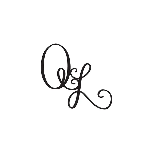 Handskrivna monogram Ql-ikonen — Stock vektor