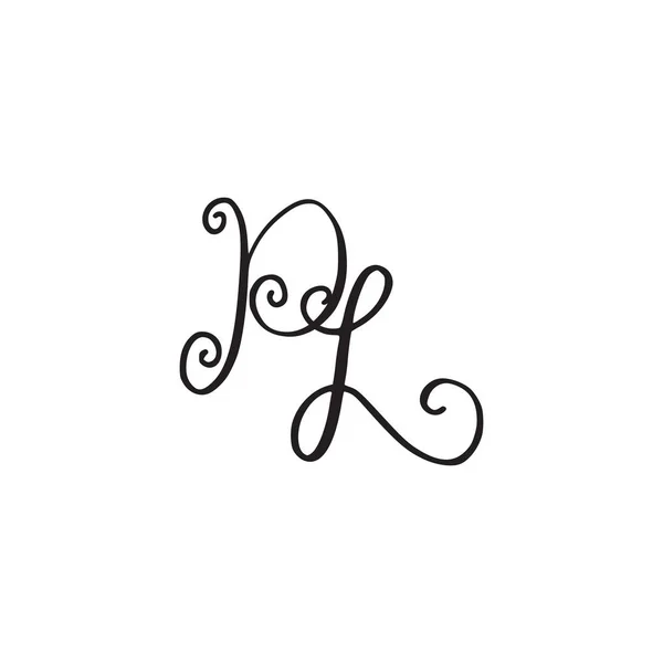 Handschriftliches Monogramm pl-Symbol — Stockvektor