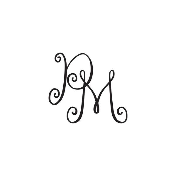 Handwritten monogram PM icon — Stock Vector