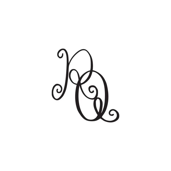 Handskrivna monogram Rq-ikonen — Stock vektor