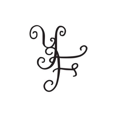 El yazısı monogram Yf simgesi