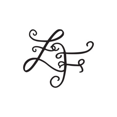 El yazısı monogram Zf simgesi